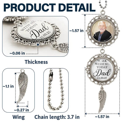 Custom Photo Walk With Me Today Dad Memorial Graduation - Personalized Photo Pendant Charm