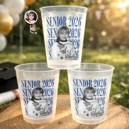 Custom Photo Senior Vintage Portrait - Personalized Frosted Cups