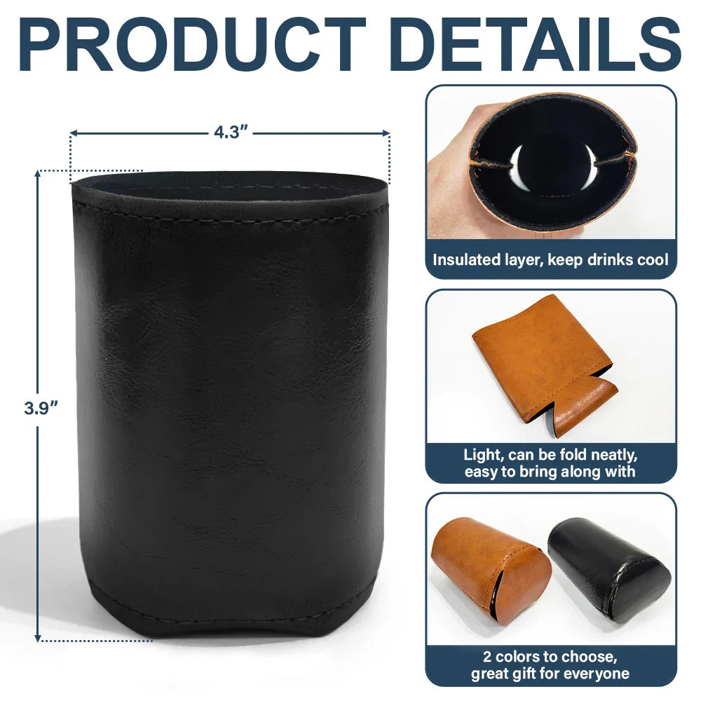 Husband And Wife Drinking Buddies For Life - Personalized Leather Can Cooler