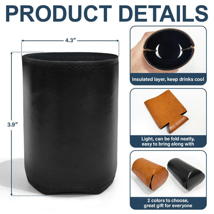 Husband And Wife Drinking Buddies For Life - Personalized Leather Can Cooler