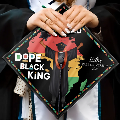 Dope Black King Queen - Personalized Graduation Cap Topper