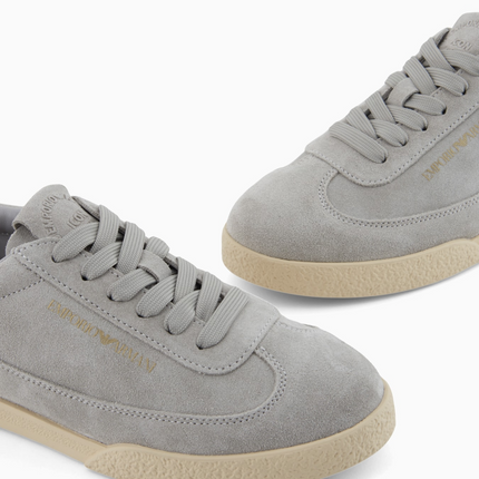 Men's Emporio Leather And Suede Gray Sneakers