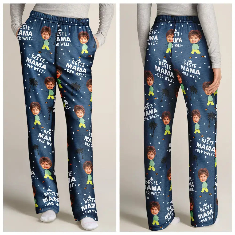 Eigenes Foto Bester Papa Beste Mama Der Welt - Personalisiertes Pyjamahose