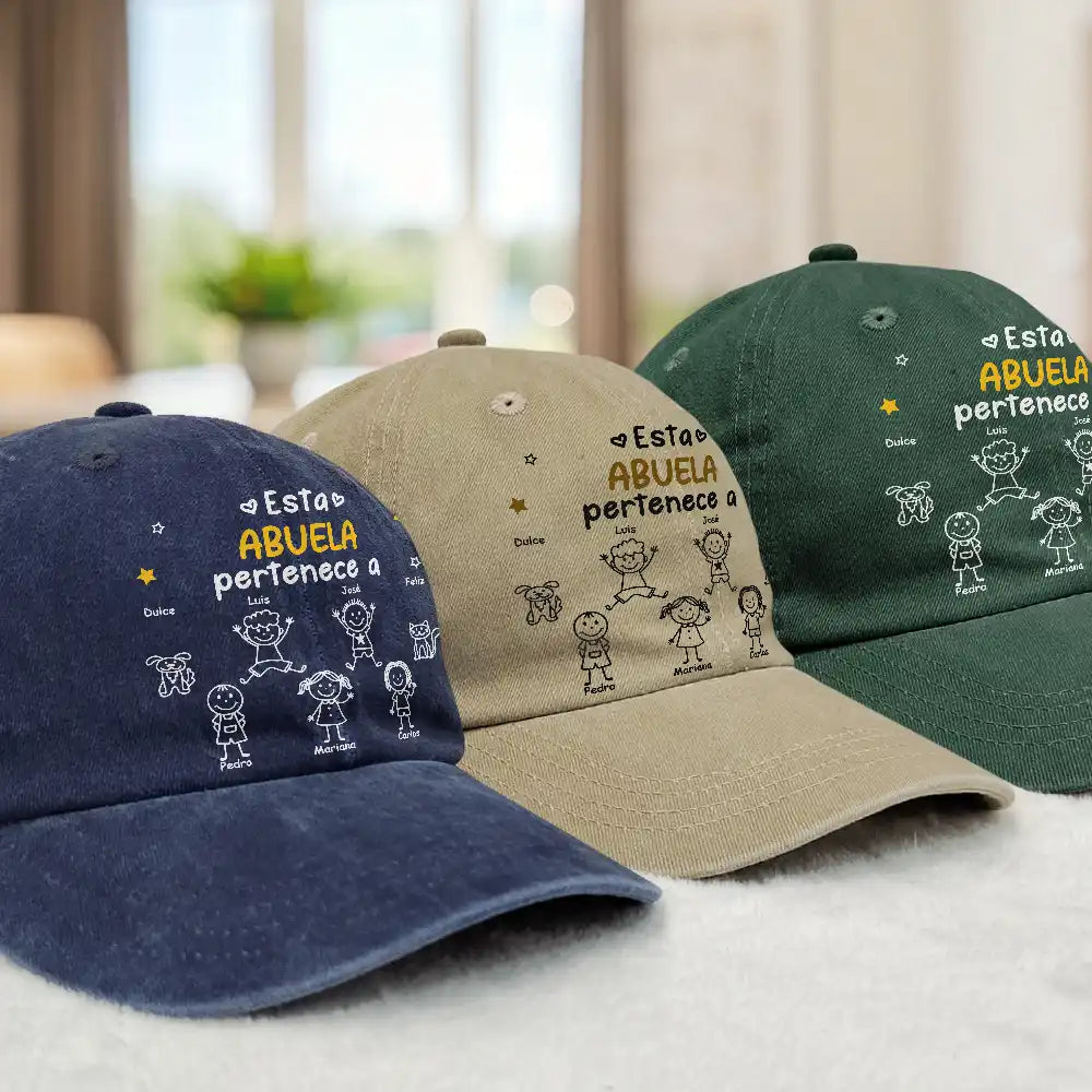 Este Abuelo Papá Pertenece A - Gorra De Denim Lavado Vintage Personalizada