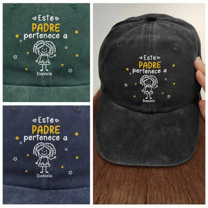 Este Abuelo Papá Pertenece A - Gorra De Denim Lavado Vintage Personalizada