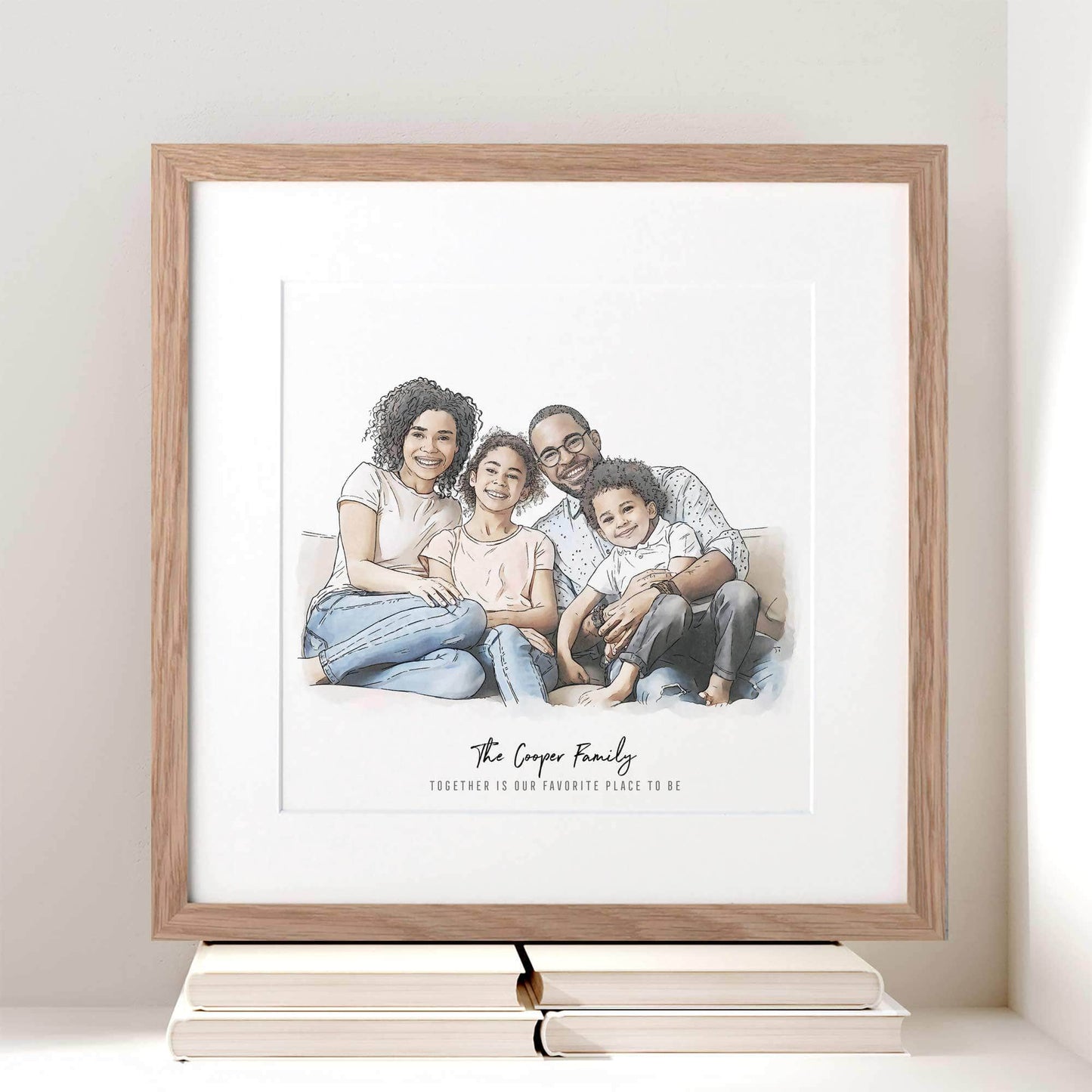 Personalised Family Line Portrait - Custom Portrait Art