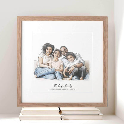 Personalised Family Line Portrait - Custom Portrait Art