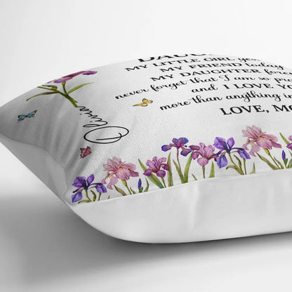 Faux Pressed Birth Flower My Daughter Forever - Personalized Pillow