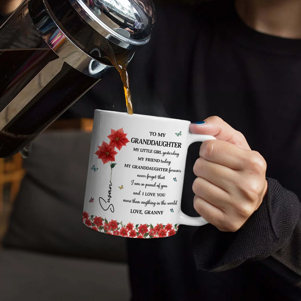 Faux Pressed Birth Flower My Daughter Forever - Personalized White Edge-to-Edge Mug