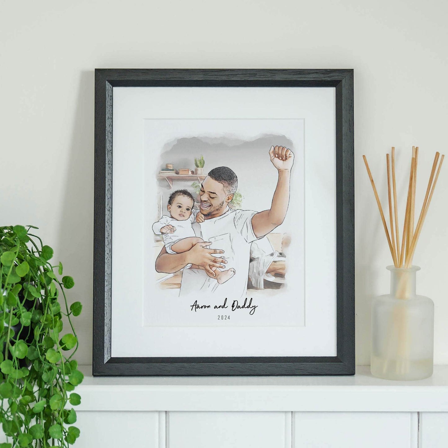 Baby's Christmas Watercolour Illustration - Custom Portrait Art