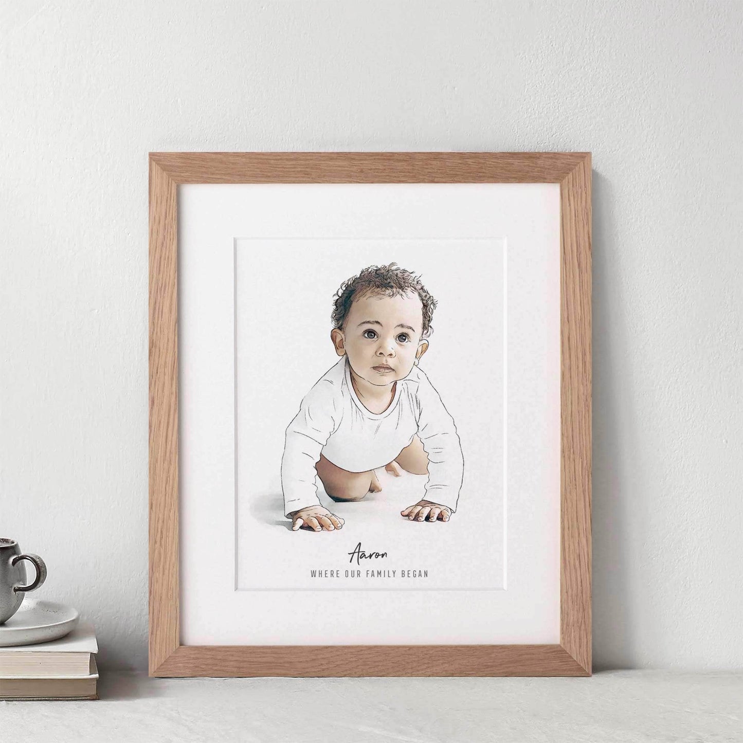 Baby's Christmas Watercolour Illustration - Custom Portrait Art