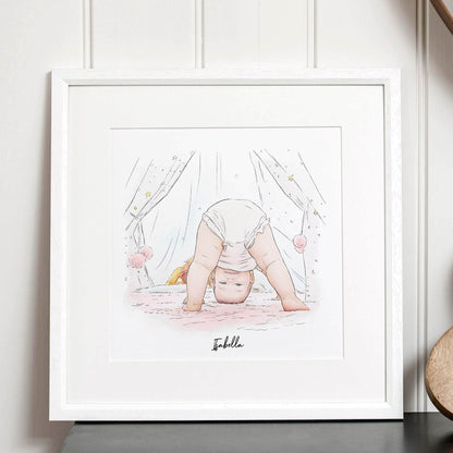 Baby's Christmas Watercolour Illustration - Custom Portrait Art