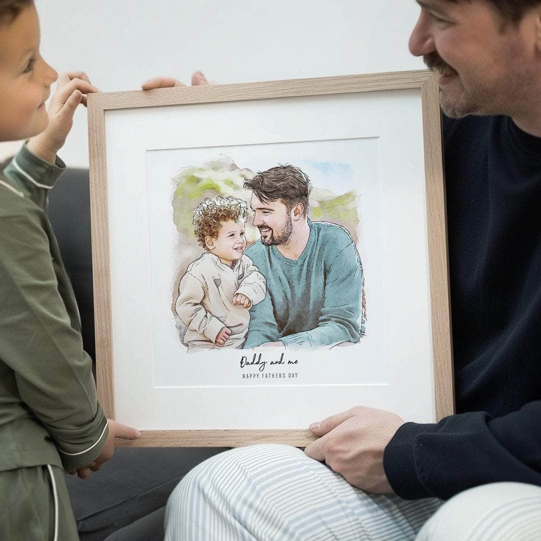 Daddy and Me Illustration - Custom Portrait Art