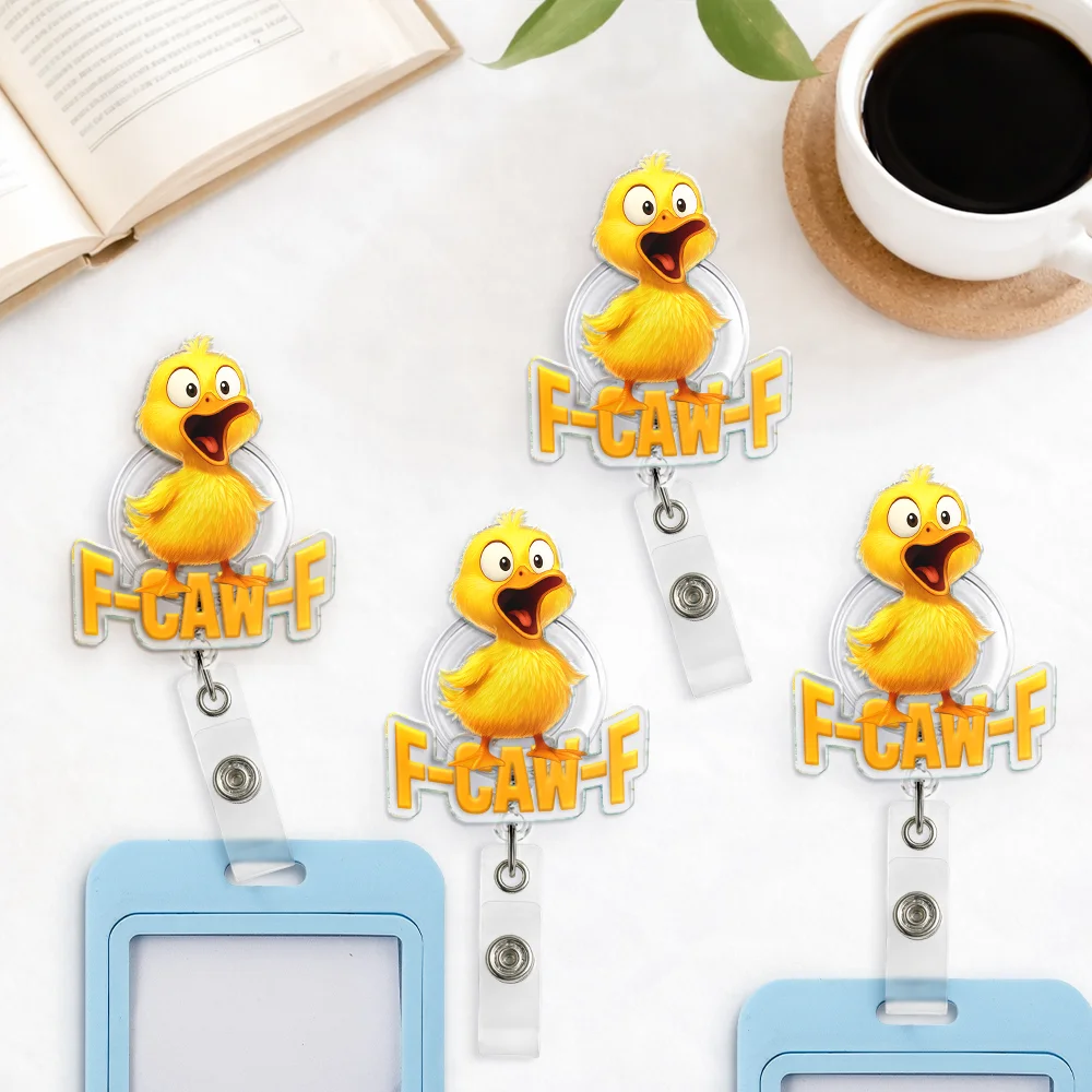 Funny Chicken F-Caw-F - Personalized Badge Reel