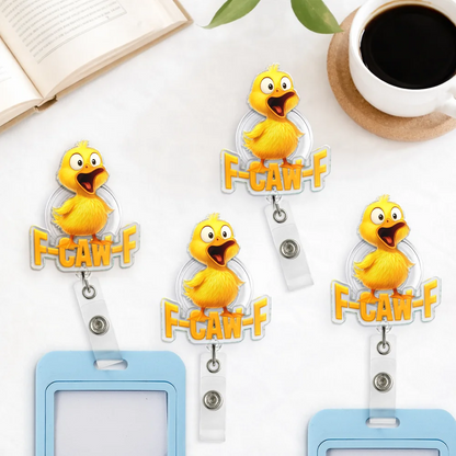 Funny Chicken F-Caw-F - Personalized Badge Reel