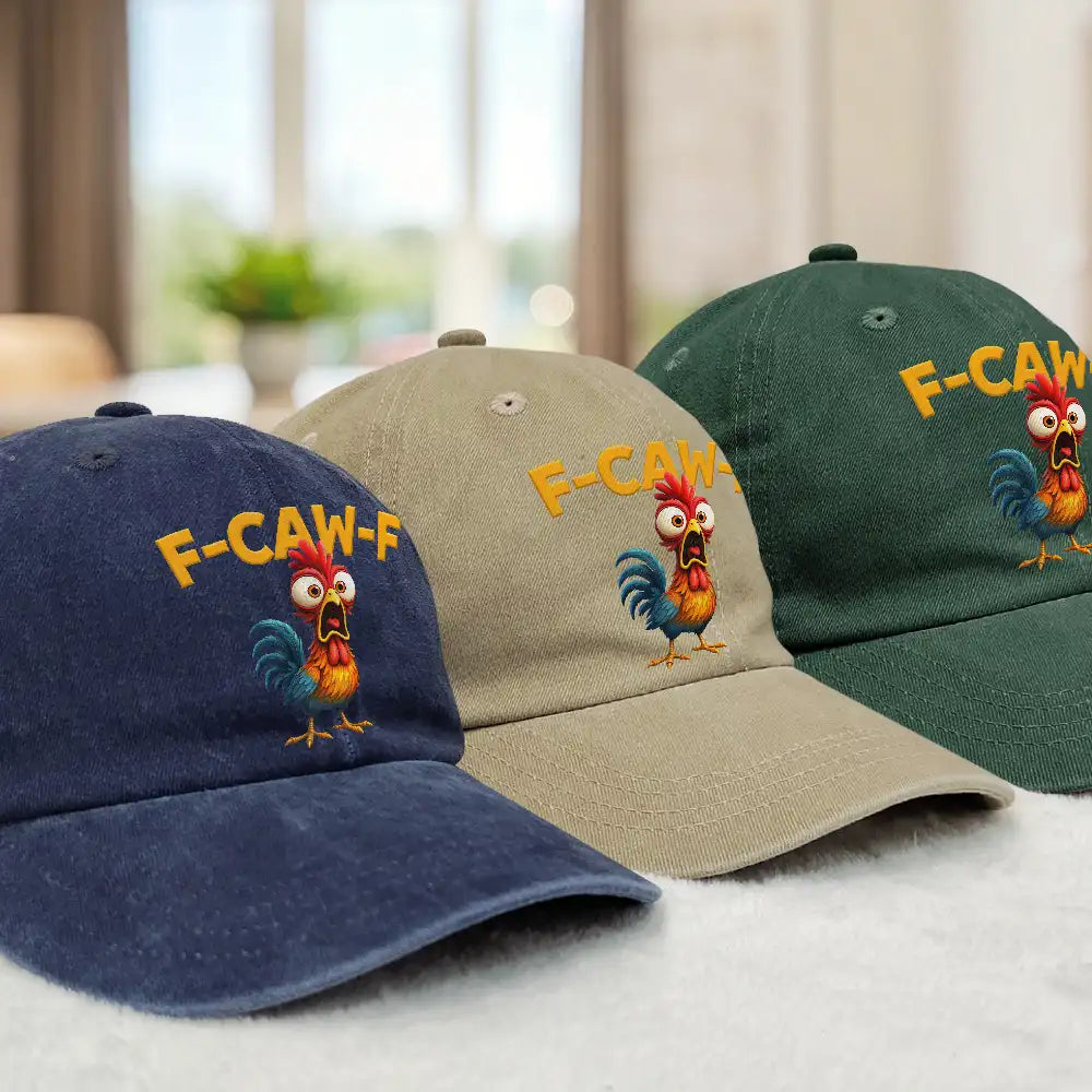 Funny Chicken F-Caw-F - Personalized Vintage Washed Denim Cap