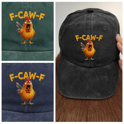 Funny Chicken F-Caw-F - Personalized Vintage Washed Denim Cap