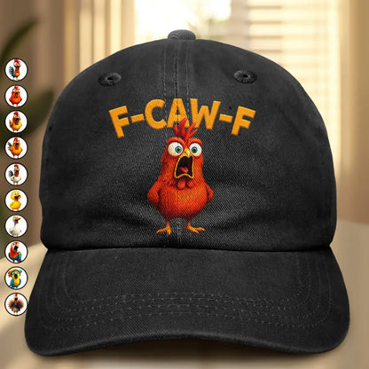 Funny Chicken F-Caw-F - Personalized Vintage Washed Denim Cap