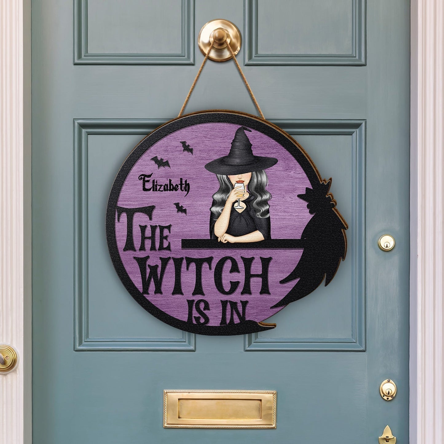The Witch Is In - Gift For Yourself, Gift For Women - Personalized Custom Shaped Wood Sign