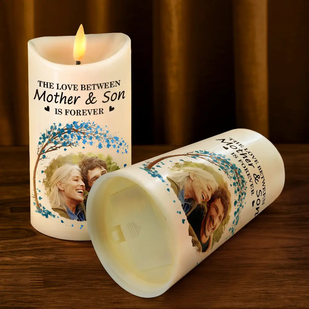 Custom Photo The Love Between Mother & Daughters Is Forever - Personalized Flameless LED Candle