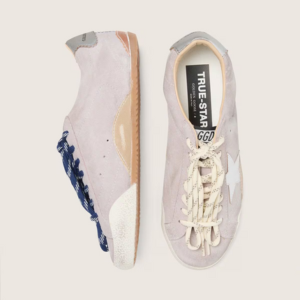 Men's Golden Goose Deluxe Brand Super-Star Pink Suede With Silver Star Sneakers