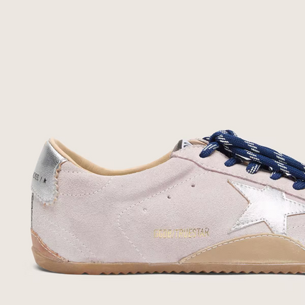 Men's Golden Goose Deluxe Brand Super-Star Pink Suede With Silver Star Sneakers