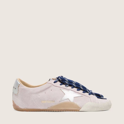 Men's Golden Goose Deluxe Brand Super-Star Pink Suede With Silver Star Sneakers