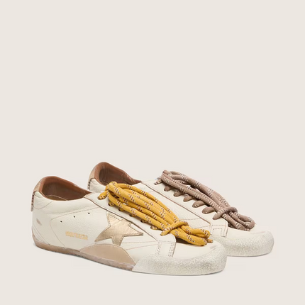 Men's Golden Goose Deluxe Brand Super-Star Gold Star And Beige Sneakers