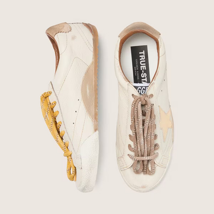 Men's Golden Goose Deluxe Brand Super-Star Gold Star And Beige Sneakers