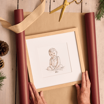 Baby's Christmas Watercolour Illustration - Custom Portrait Art