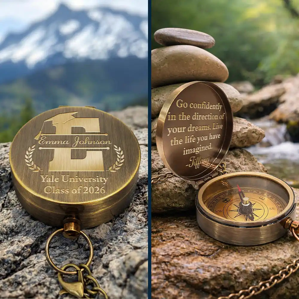 Go Confidently In The Direction Of Your Dreams - Personalized Engraved Brass Compass