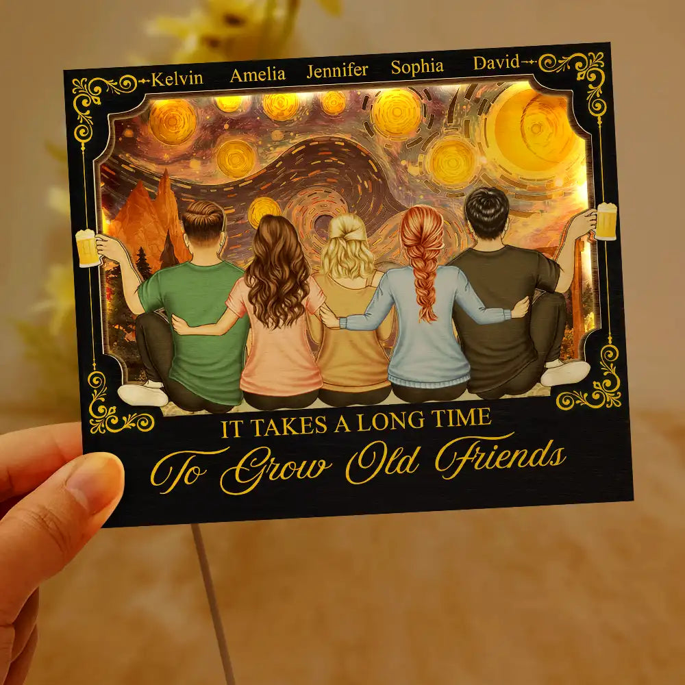 Good Friends Are Like Stars - Personalized LED Light Wooden Plaque