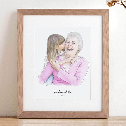 Grandma and Me Illustration - Custom Portrait Art