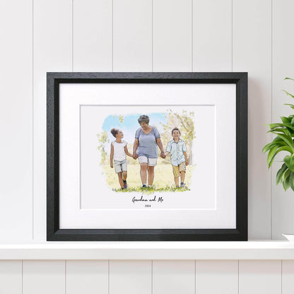 Grandma and Me Illustration - Custom Portrait Art