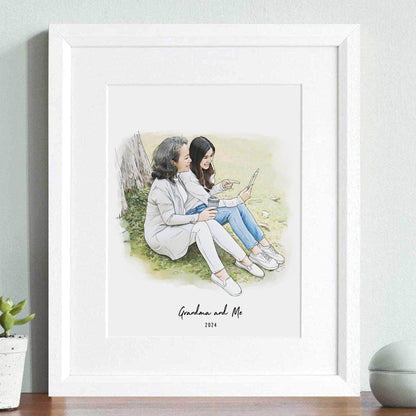 Grandma and Me Illustration - Custom Portrait Art