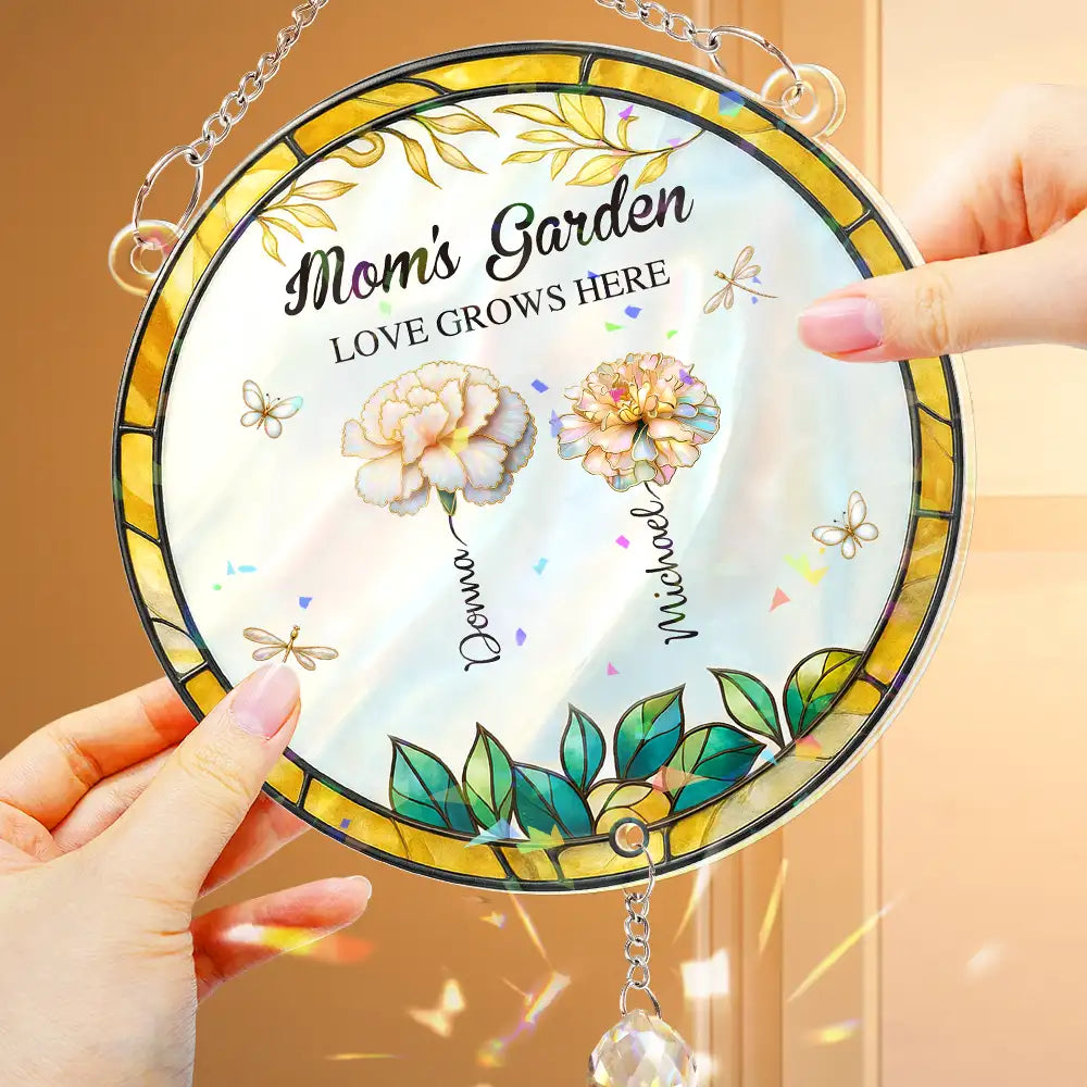 Grandma's Garden - Personalized Rainbow Suncatcher With Crystal Ball Prism