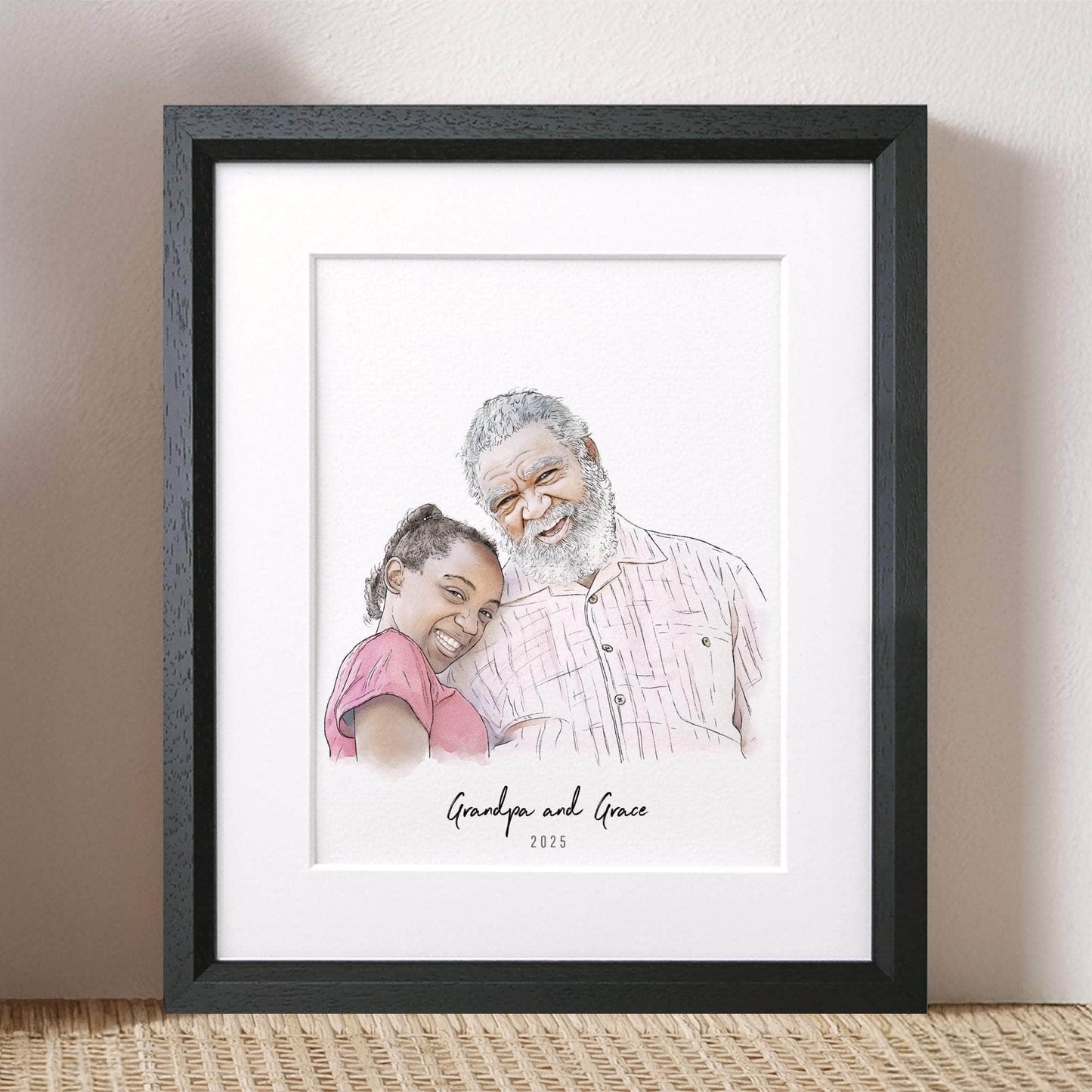 Grandad and Me Illustration - Custom Portrait Art