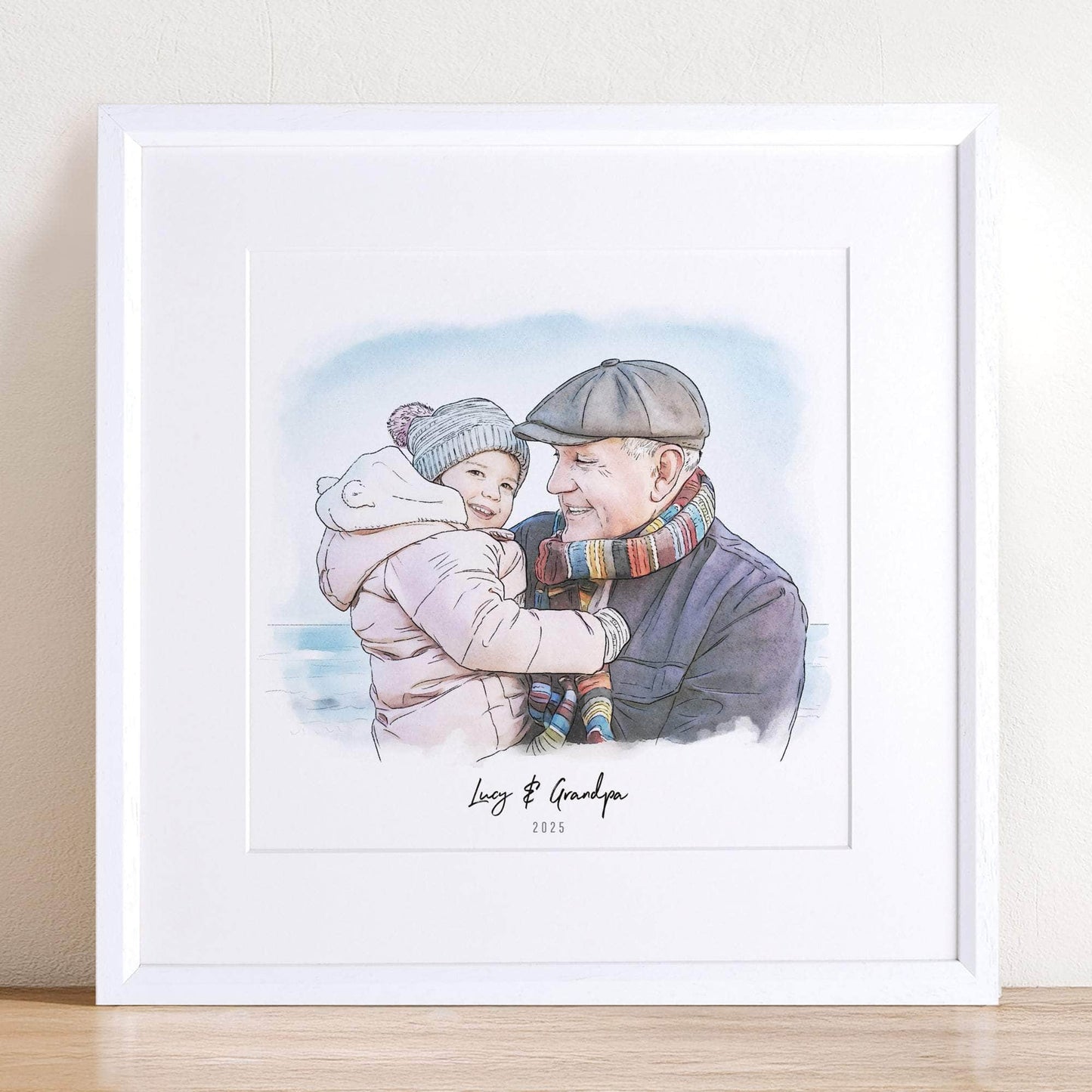 Grandad and Me Illustration - Custom Portrait Art