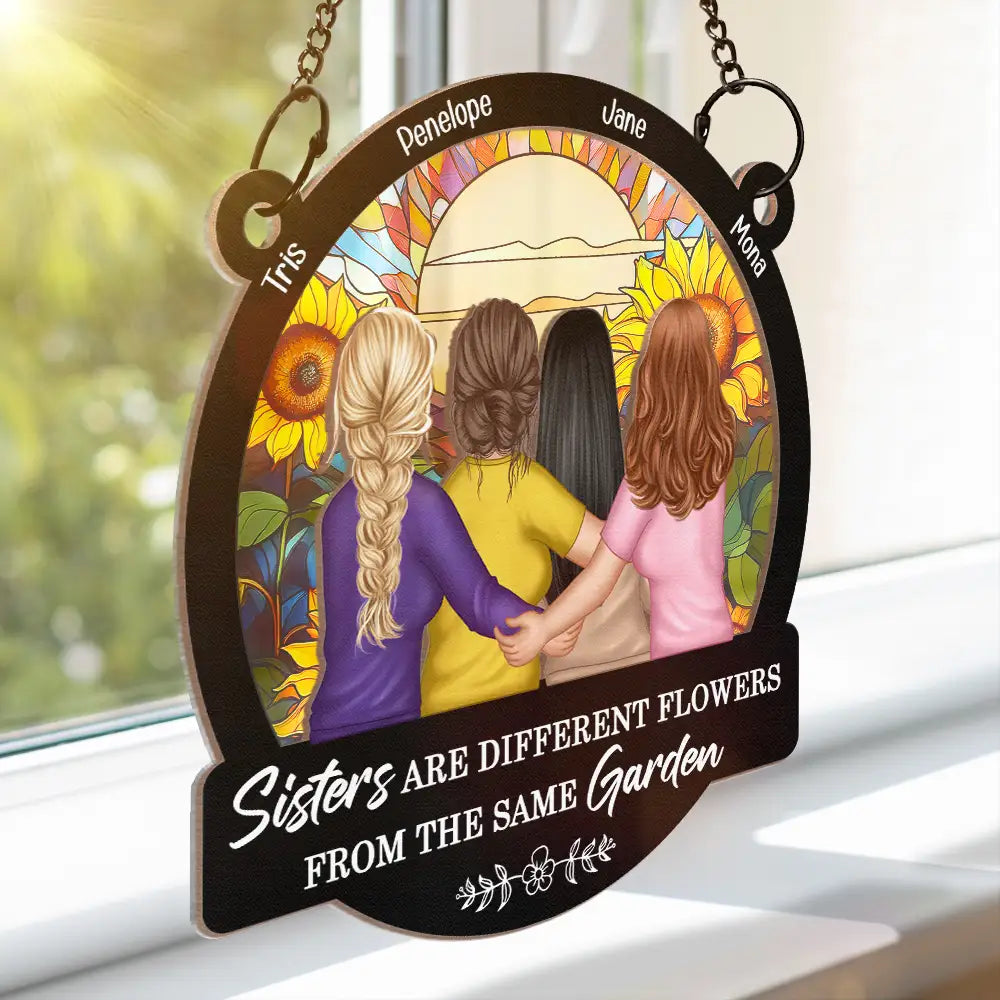 Sisters From The Same Garden - Personalized Window Hanging Suncatcher Ornament
