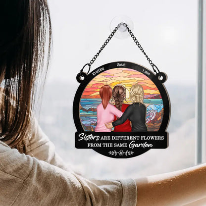 Sisters From The Same Garden - Personalized Window Hanging Suncatcher Ornament