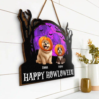 Happy Meowloween Halloween Pets - Personalized Custom Shaped Wood Sign