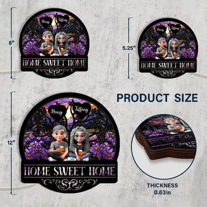 Home Sweet Home Family - Personalized LED Light Wooden Plaque