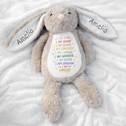 I Am Kind I Am Smart Rabbit With Name - Personalized Soft Toy Bunny
