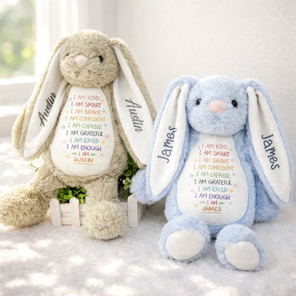 I Am Kind I Am Smart Rabbit With Name - Personalized Soft Toy Bunny
