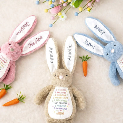 I Am Kind I Am Smart Rabbit With Name - Personalized Soft Toy Bunny