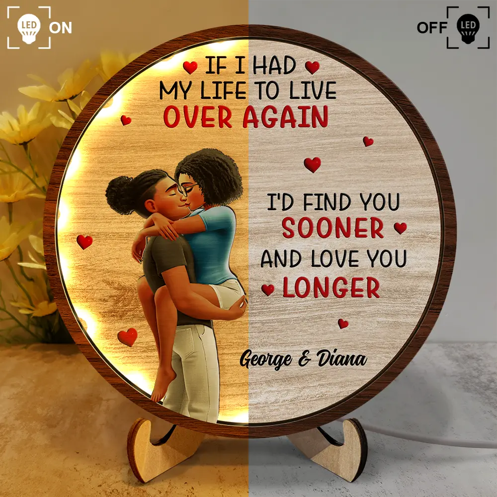 I Met You Liked You Love You Forever - Personalized LED Light Wooden Plaque