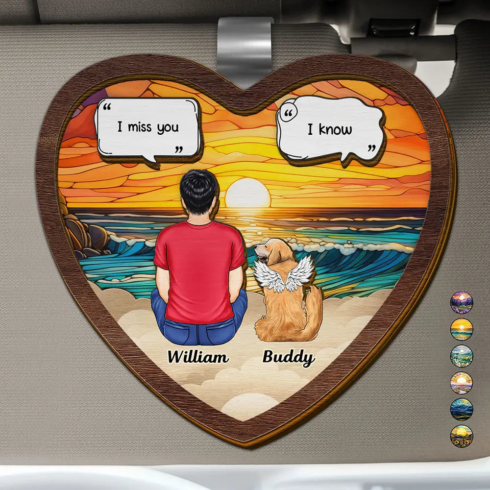 I Miss You Memorial Dog Cat - Personalized Custom Shaped Car Visor Clip