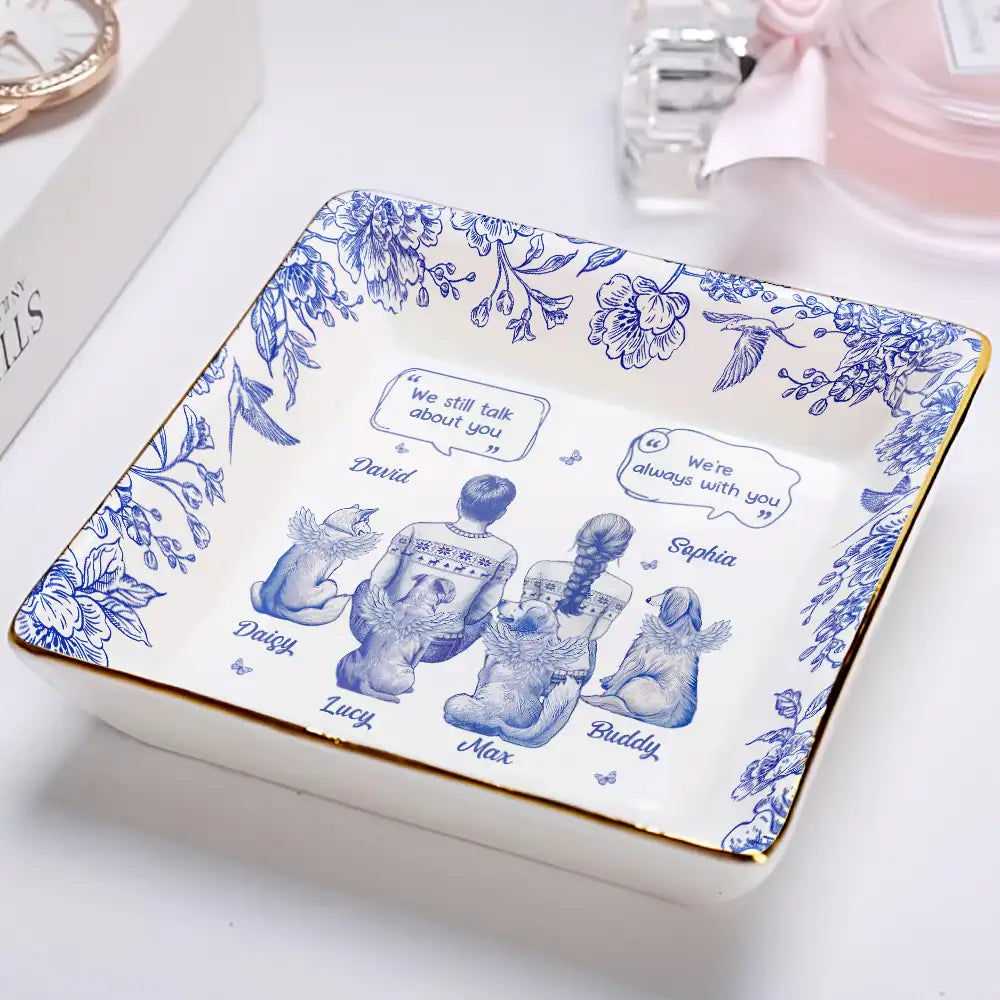 I Miss You Memorial Dog Cat Toile - Personalized Ring Dish