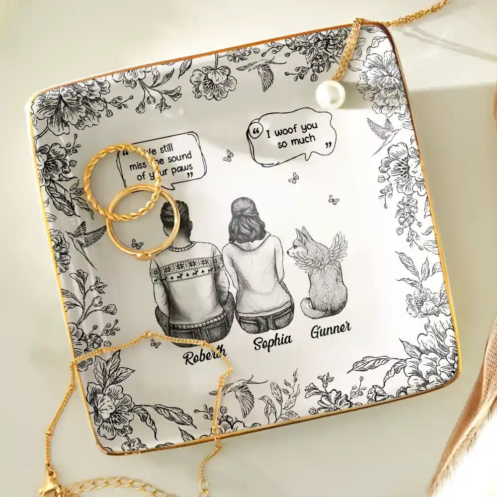 I Miss You Memorial Dog Cat Toile - Personalized Ring Dish