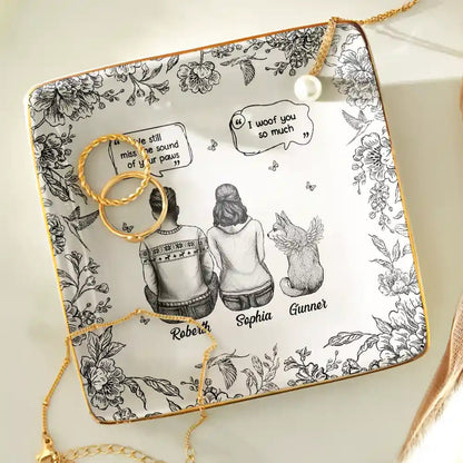 I Miss You Memorial Dog Cat Toile - Personalized Ring Dish
